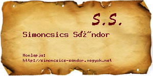 Simoncsics Sándor névjegykártya